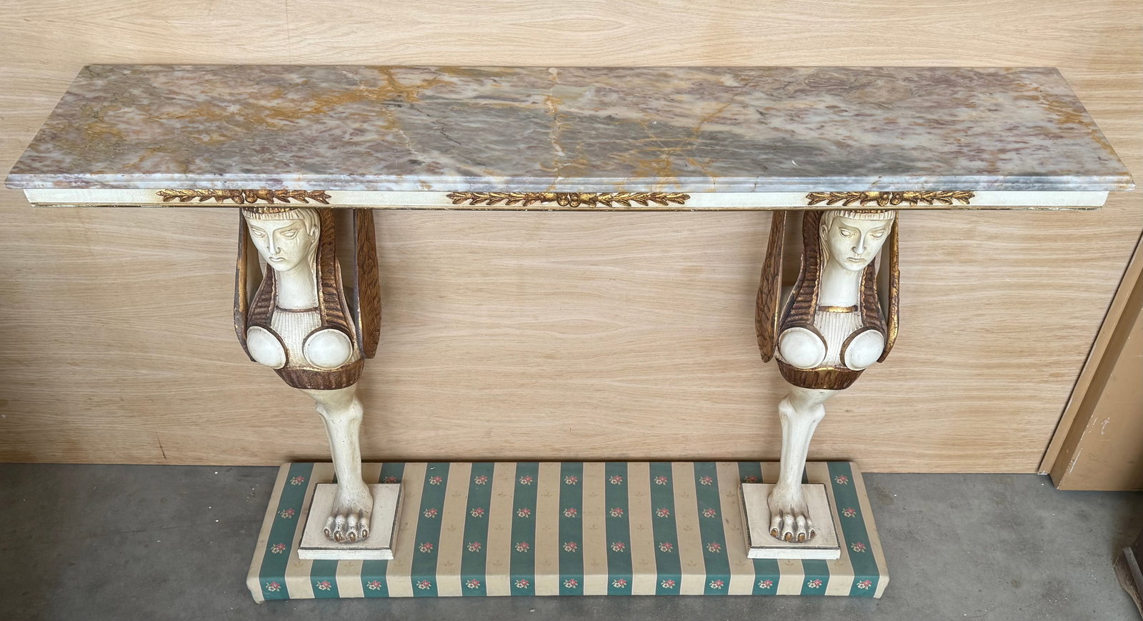 20th Century Swedish Empire Console in Carved, Polychrome and Gilded Wood - 6