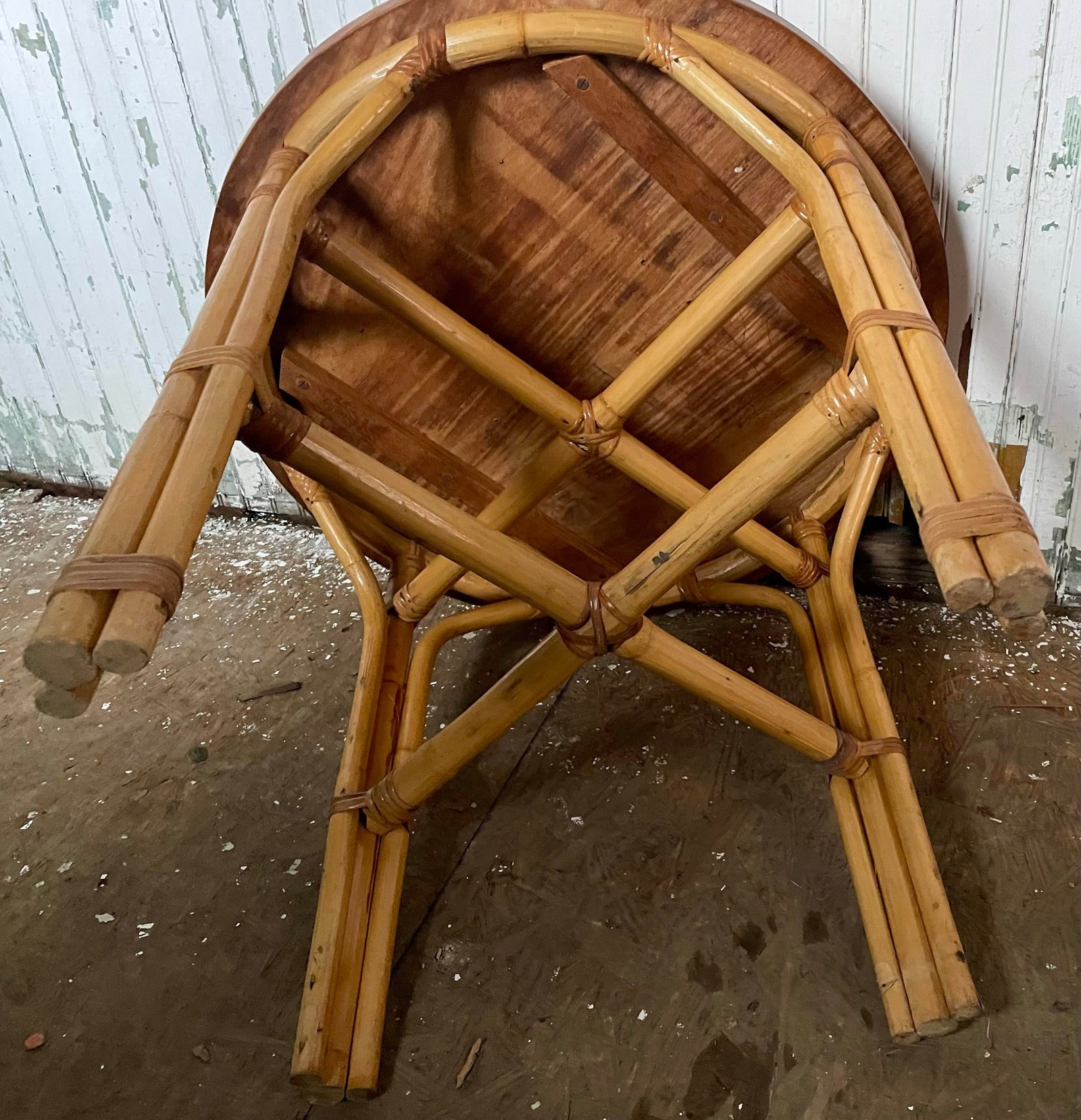 Mid 20th Century Bamboo/Rattan Small Round Side Child's Occasional Table Wood Top - 7