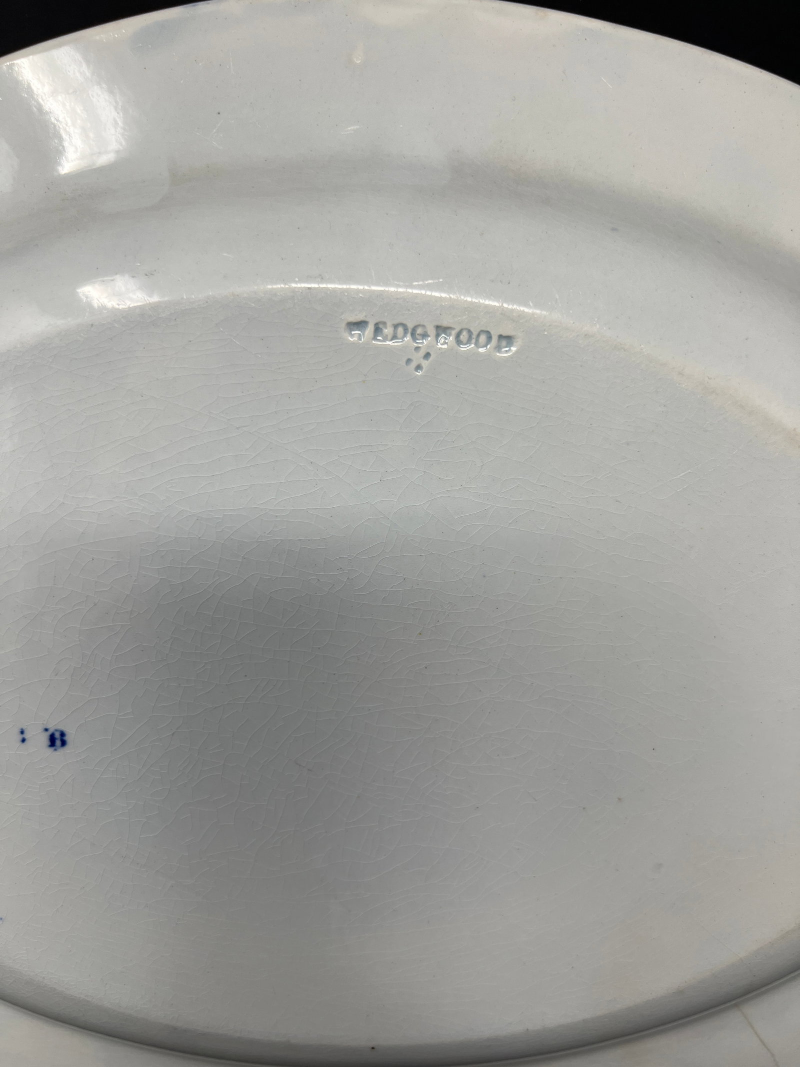 Antique English Wedgwood Blue & White Transferware Wall Charger, Chinoiserie Landscape Platter, c.18 - 7