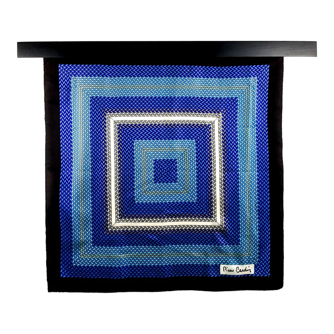 Pure Silk Twill Pierre Cardin Vintage Scarf With Wall Hanging Scarf Holder: Made in Japan, this beautiful extra large silk scarf will be perfect for hanging on your wall or tying around your neck for an afternoon of sun and fun. Large enough for wearing as a swimsuit