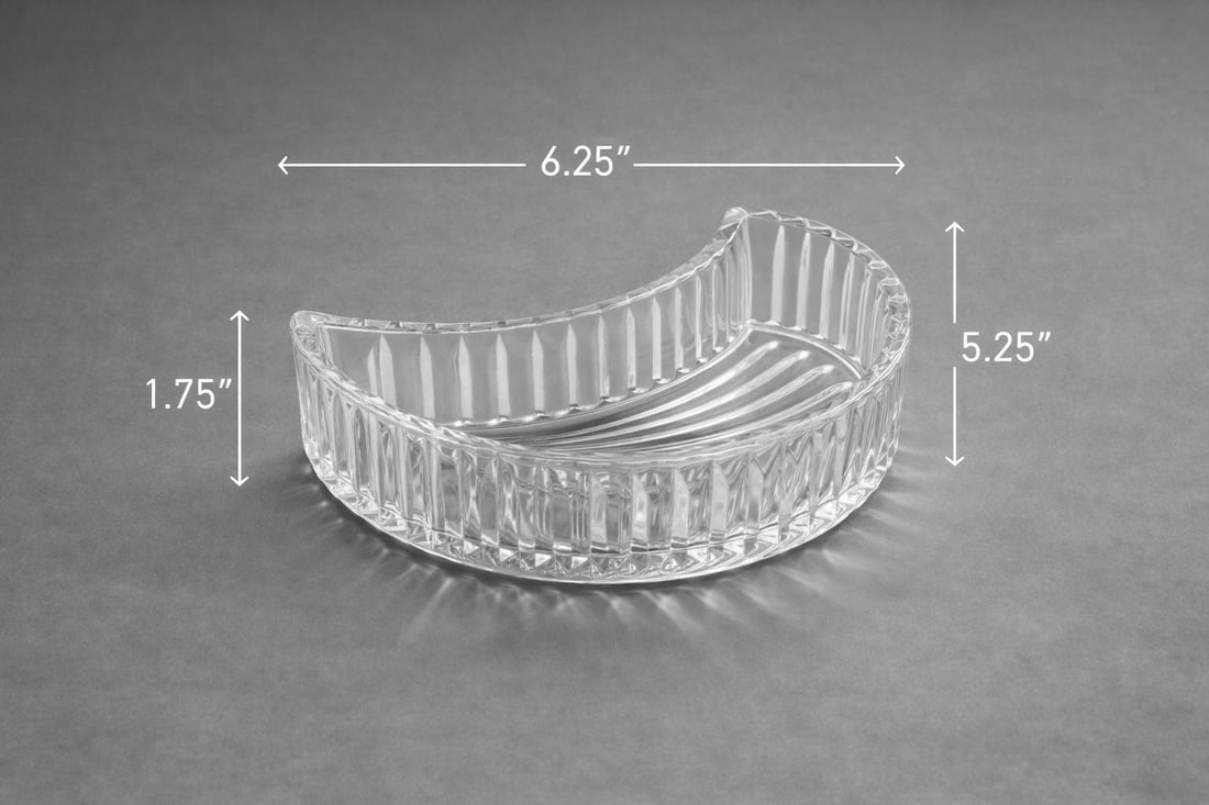 Vintage Art Deco Style Ribbed Crescent Crystal Dishes "” Sculptural Cocktail Accent (Pair) - 2