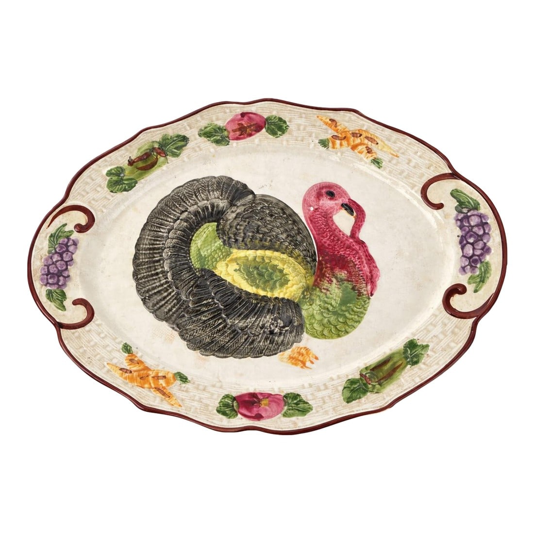 Vintage California Hand-Painted Turkey Platter – 18" Harvest Serving Tray (1 of 5)
