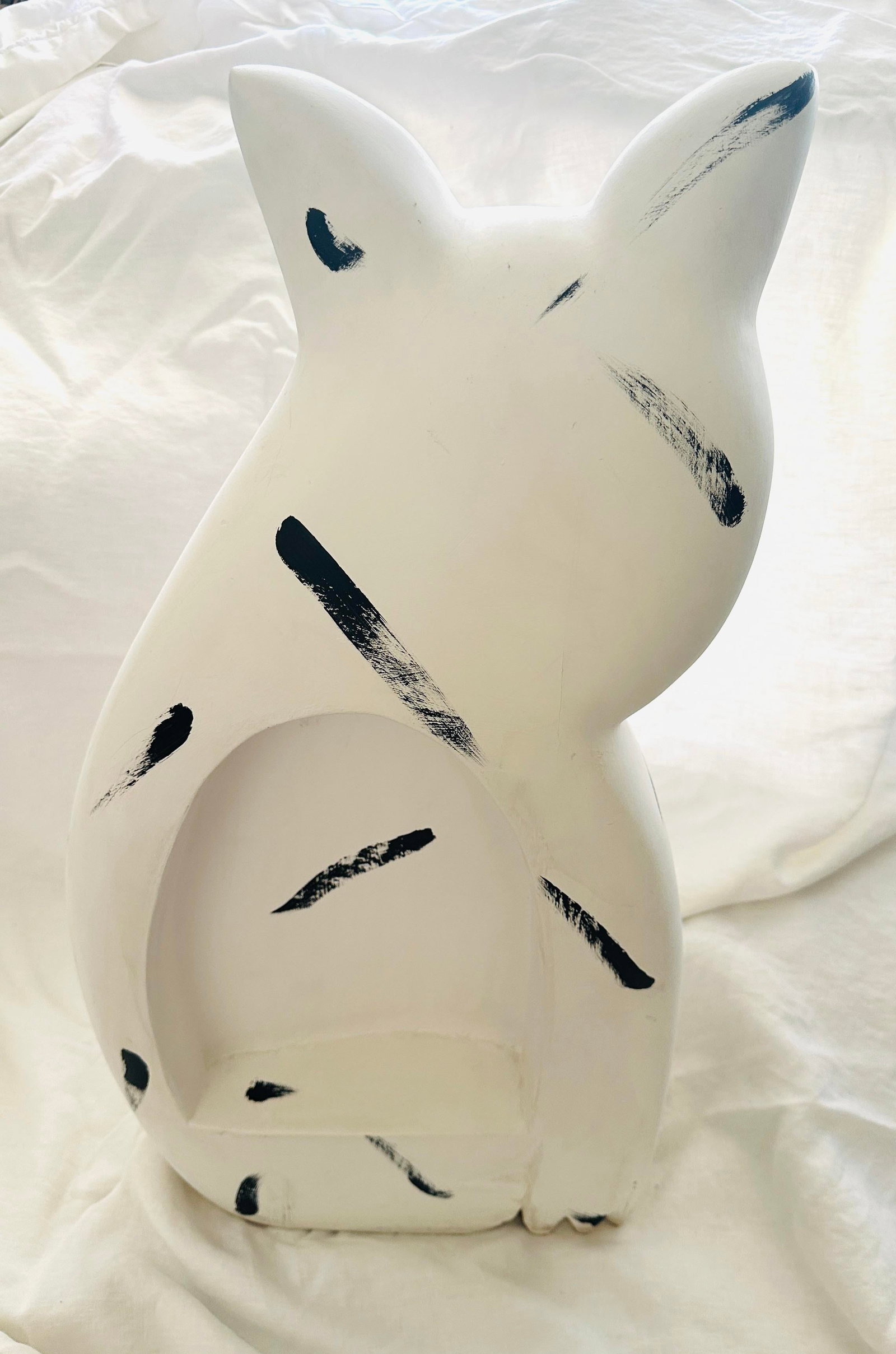 White & Black Carved Wood Cat by Laurel Burch - 2