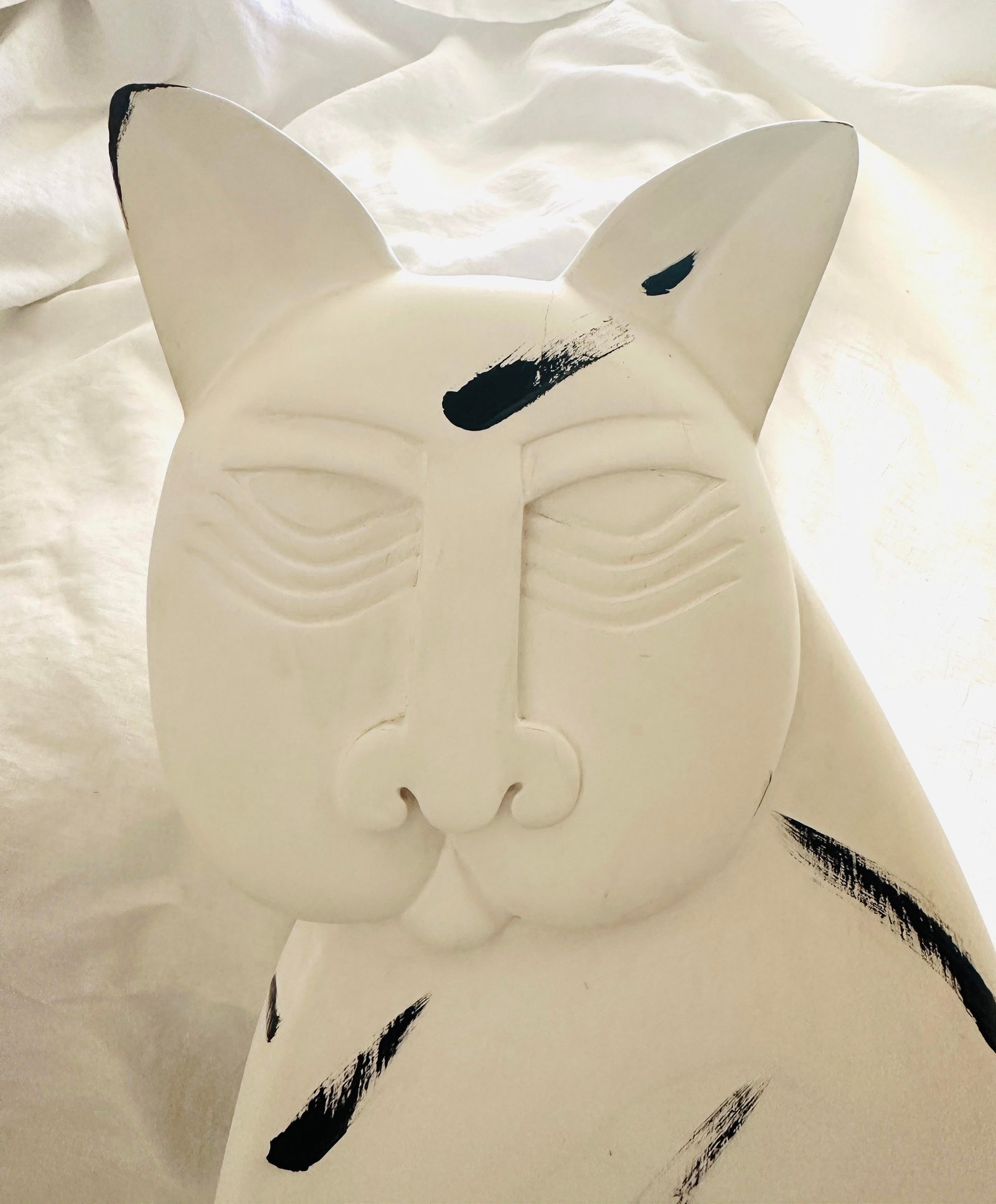 White & Black Carved Wood Cat by Laurel Burch - 3