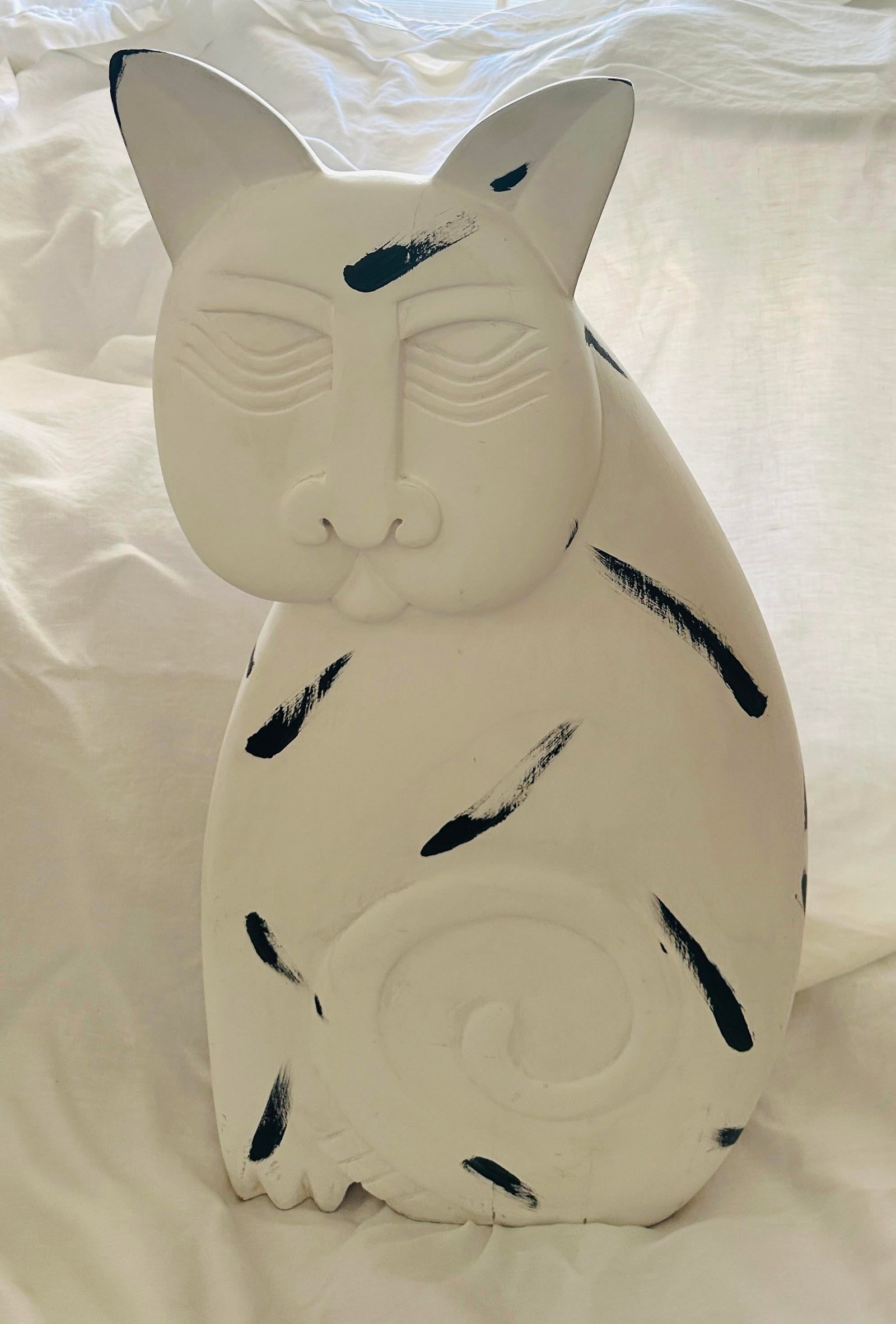 White & Black Carved Wood Cat by Laurel Burch - 8