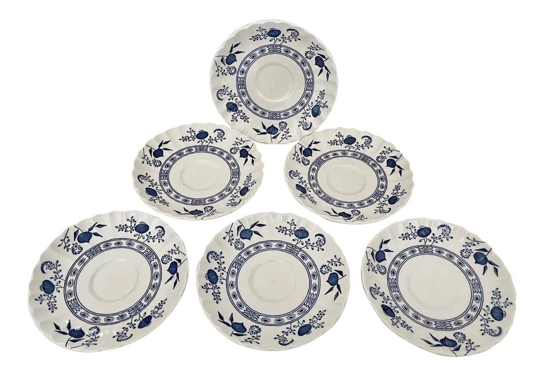 J & G Meakin England Classic Blue Nordic Saucer Set of 6 (1 of 6)