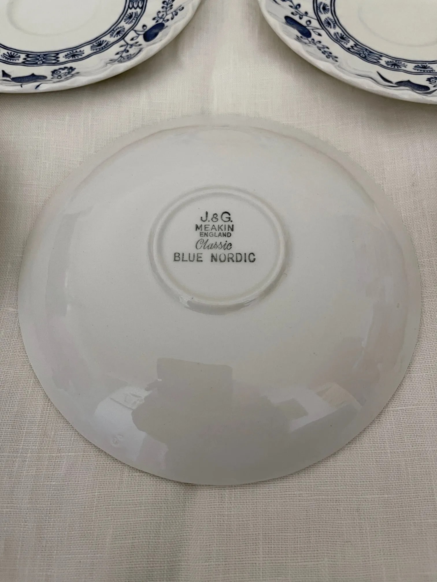 J & G Meakin England Classic Blue Nordic Saucer Set of 6 - 5
