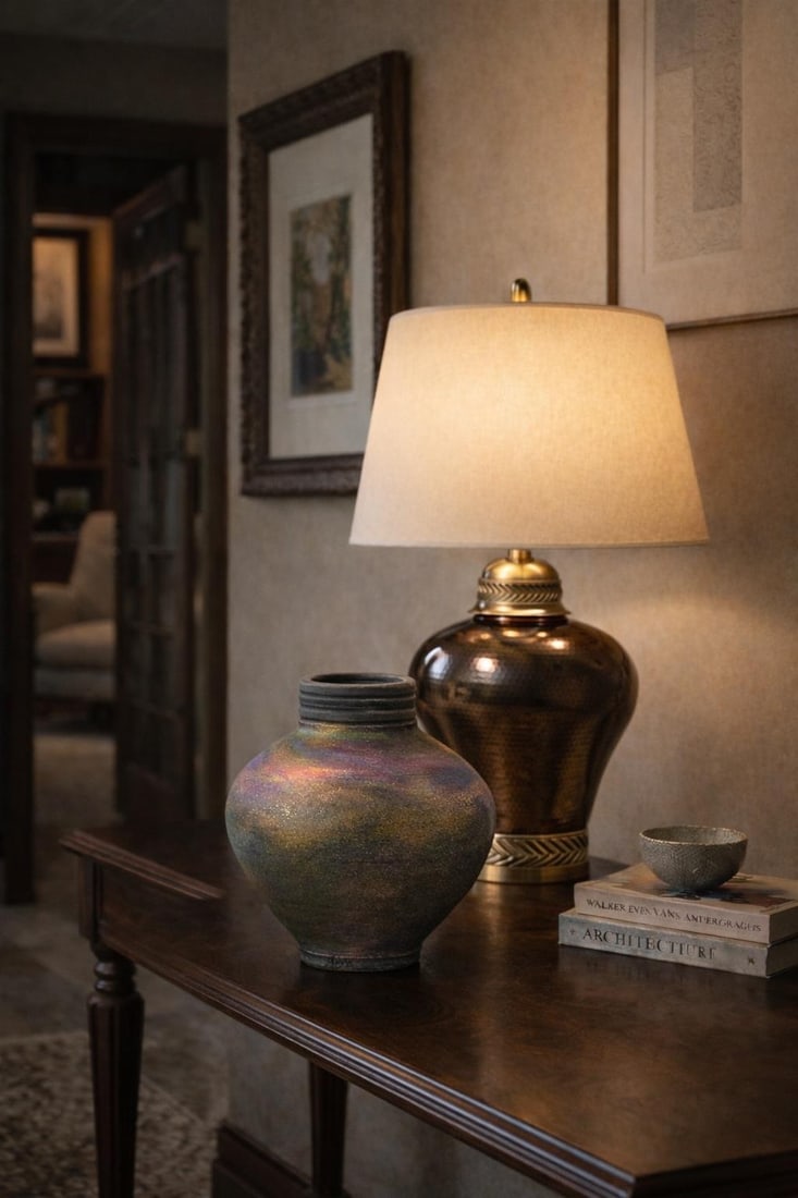 Signed Studio Art Pottery Vessel With Iridescent Reduction Glaze (Monogram Jw) - 6