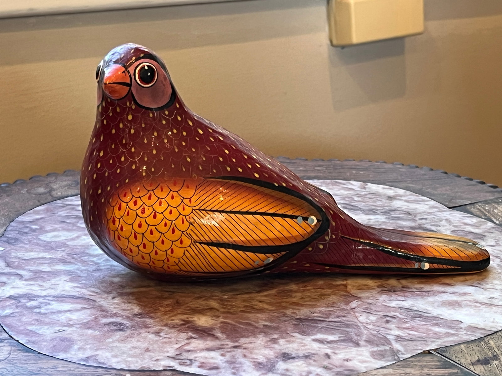 Late 20th Century Jorge Wilmot Tonala Mexico Signed Paper Mache Bird Sculpture 7" - Pristine Art - 5