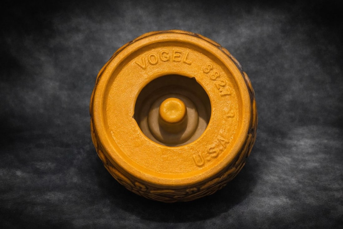 1970's Vogel Studio Pottery Candle Holder – Carved Floral Motif – Mid-Century / 1970s - 5