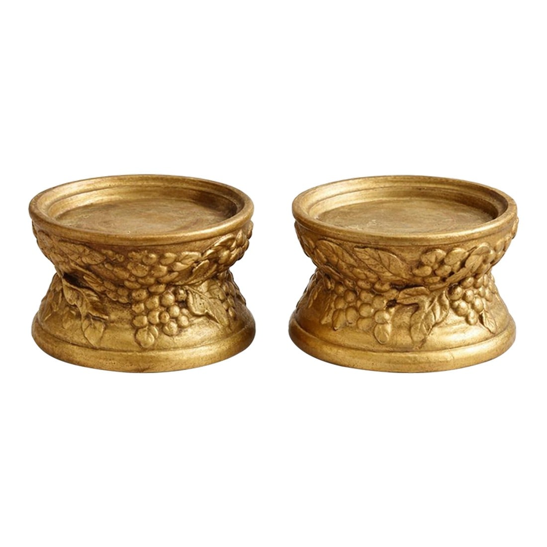 Pair of Mid-Century Japanese Gilt Ceramic Grapevine Candle Holders – Raised "Japan" Export Mar (1 of 4)