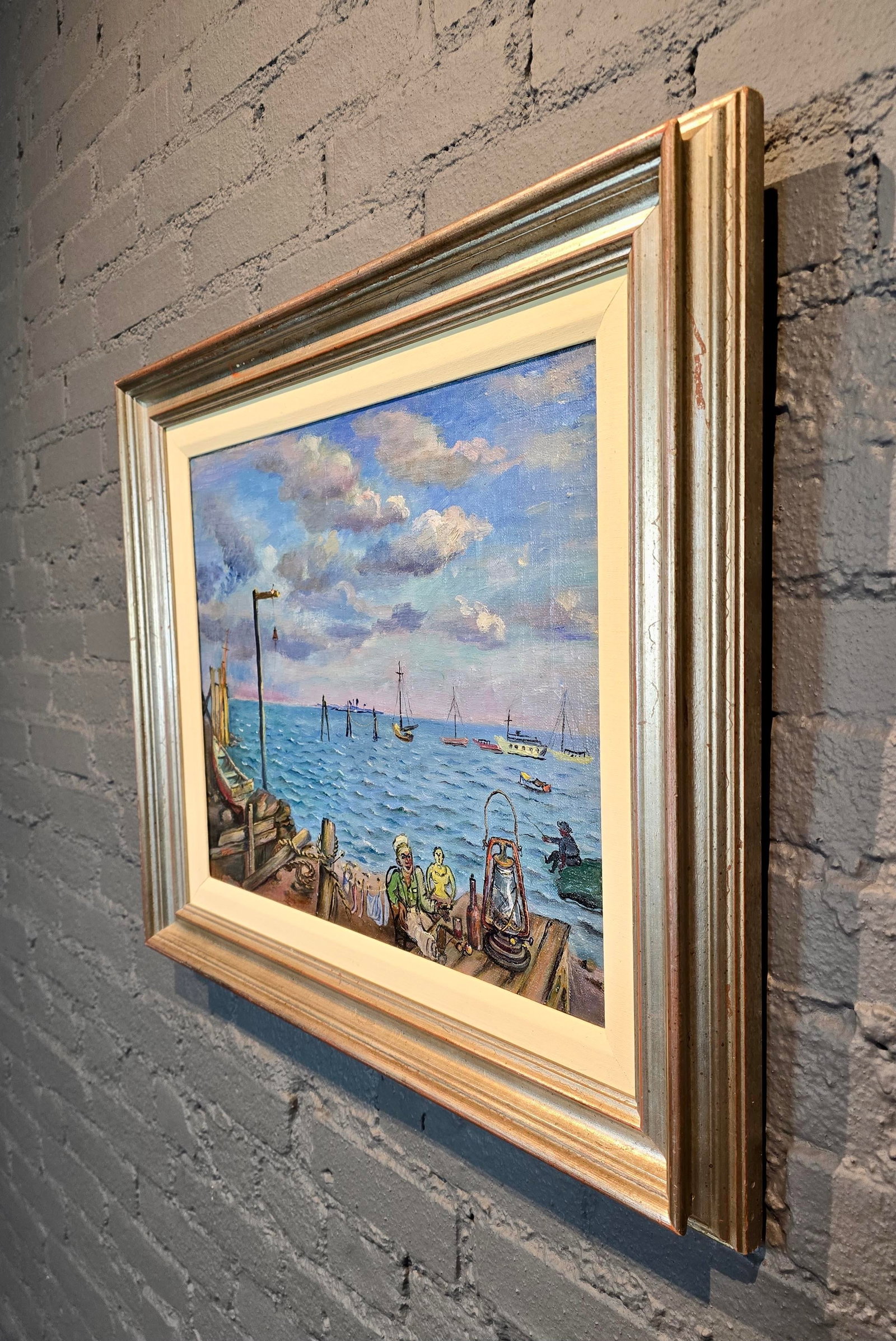 David Burliuk -1950s Fishermen Lifestyle on Sag Harbor -Oil Painting - 11