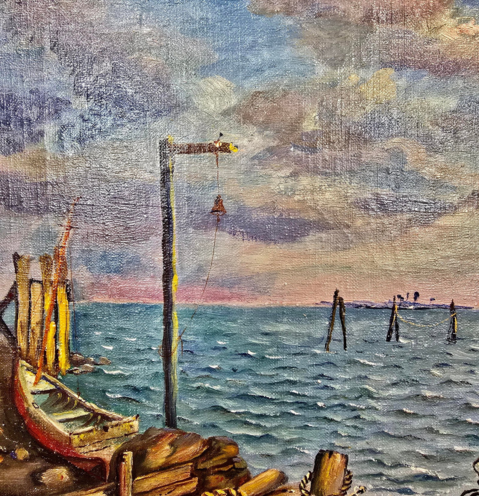 David Burliuk -1950s Fishermen Lifestyle on Sag Harbor -Oil Painting - 7