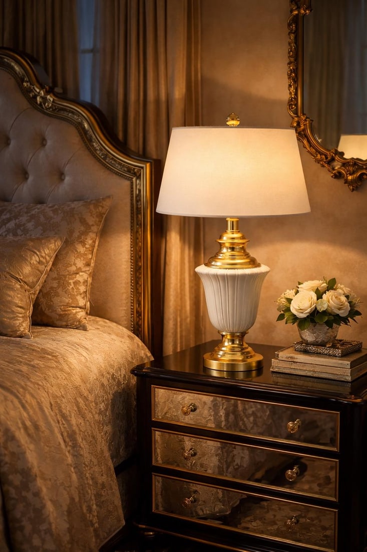 Late 20th Century Hollywood Regency White Fluted Ceramic & Brass Urn Table Lamp, 34" - 7