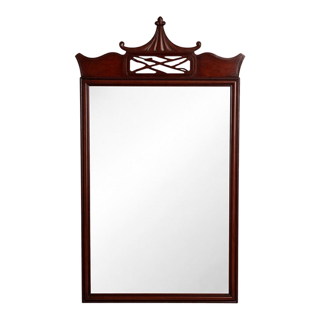 Vintage Chinoiserie Pagoda Crest Mahogany Wall Mirror With Fretwork Panel – Mid Century (1 of 8)