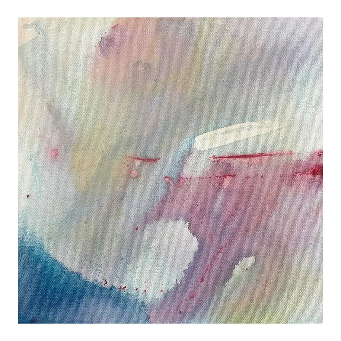 Matthew Izzo Abstract Acrylic Painting on Canvas: New York based artist, Matthew Izzo (b. 1971) currently living in the Hudson Valley NY region. Izzo explores the process of art making through chance and random occurrences. Using a direct approach