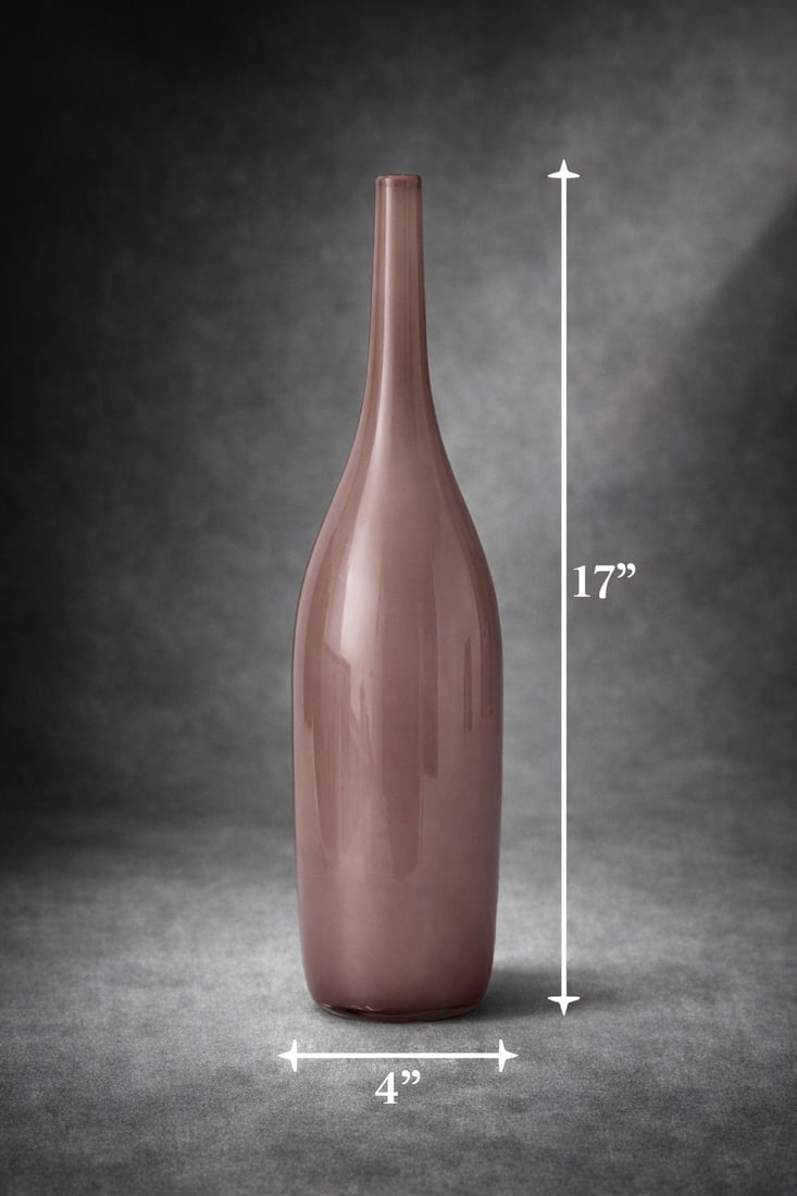 Blush Mauve Art Glass Bud Vase – Tall Minimalist Decorative Bottle Vase - 2