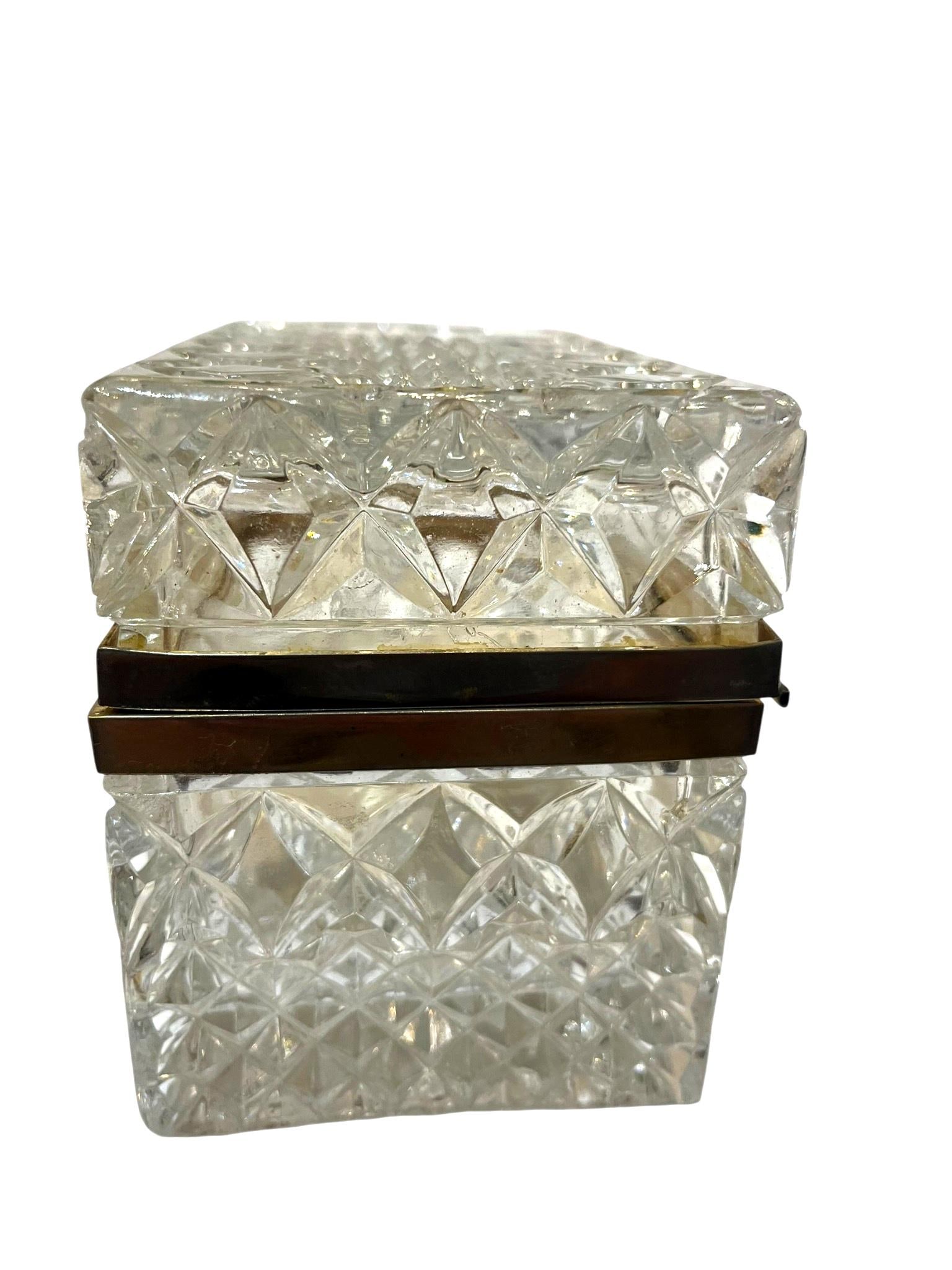 Antique French Cut Crystal Box With Bronze Mounts - 5
