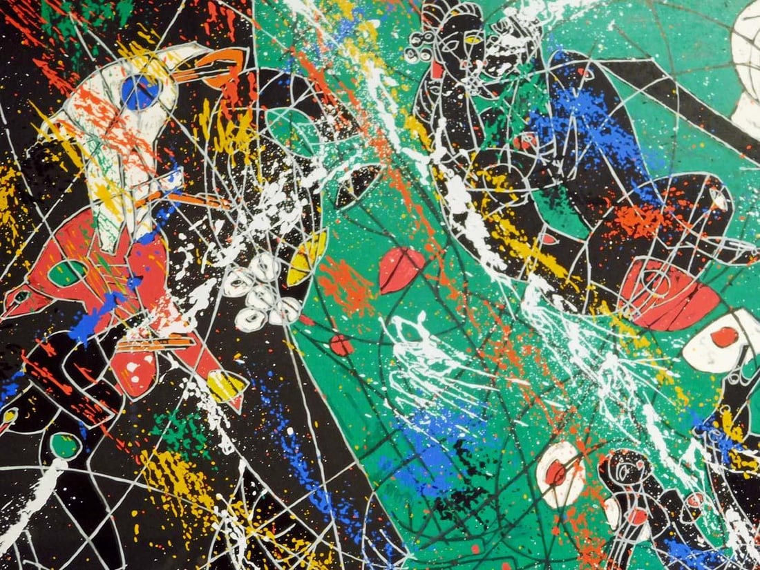 Tie Feng Jiang "Green Horse" Framed Serigraph on Paper Hand Signed - 5