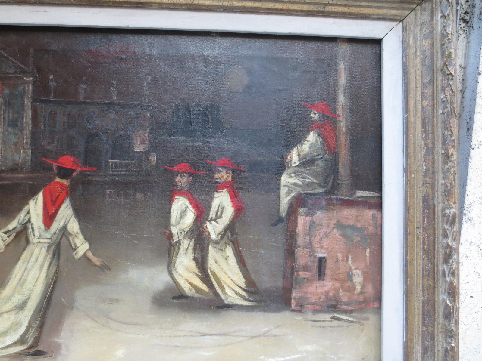 Iceskating Cardinals Under the Moon at the Cathedral by Louis Bosa - 2