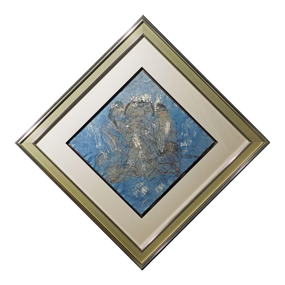 Tie Feng Jiang Untitled Women Original Painting on Rice Paper Hand Signed Framed: Untitled Original Acrylic Painting on Rice on Paper Jiang Tie-Feng: the most influential contemporary artist of the people s Republic of China. His Yunnan School represents the first new Chinese