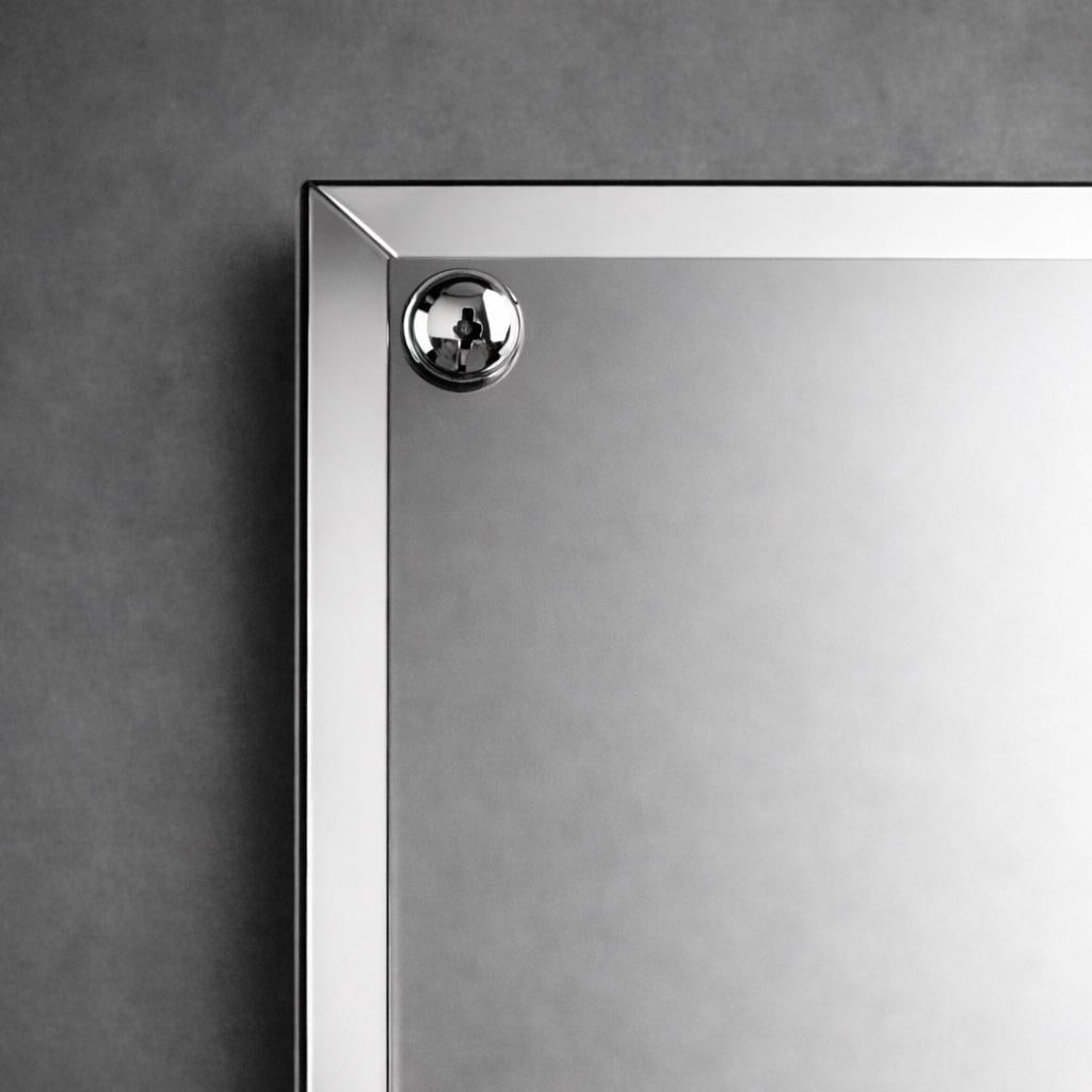 Vintage Square Beveled Glass Wall Mirror With Metal Corner Caps, 26" × 26", Frameless Hollywood - 3