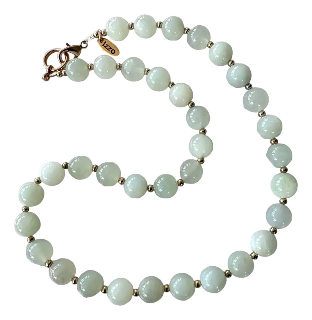 Vintage Jade Beaded Necklace With Gold Tone Clasp Designed by by Matthew Izzo (1 of 6)