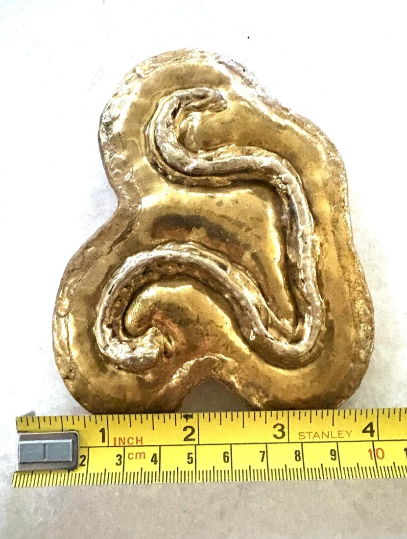 Mid 20th Century Brutalist Brass Belt Buckle - 2