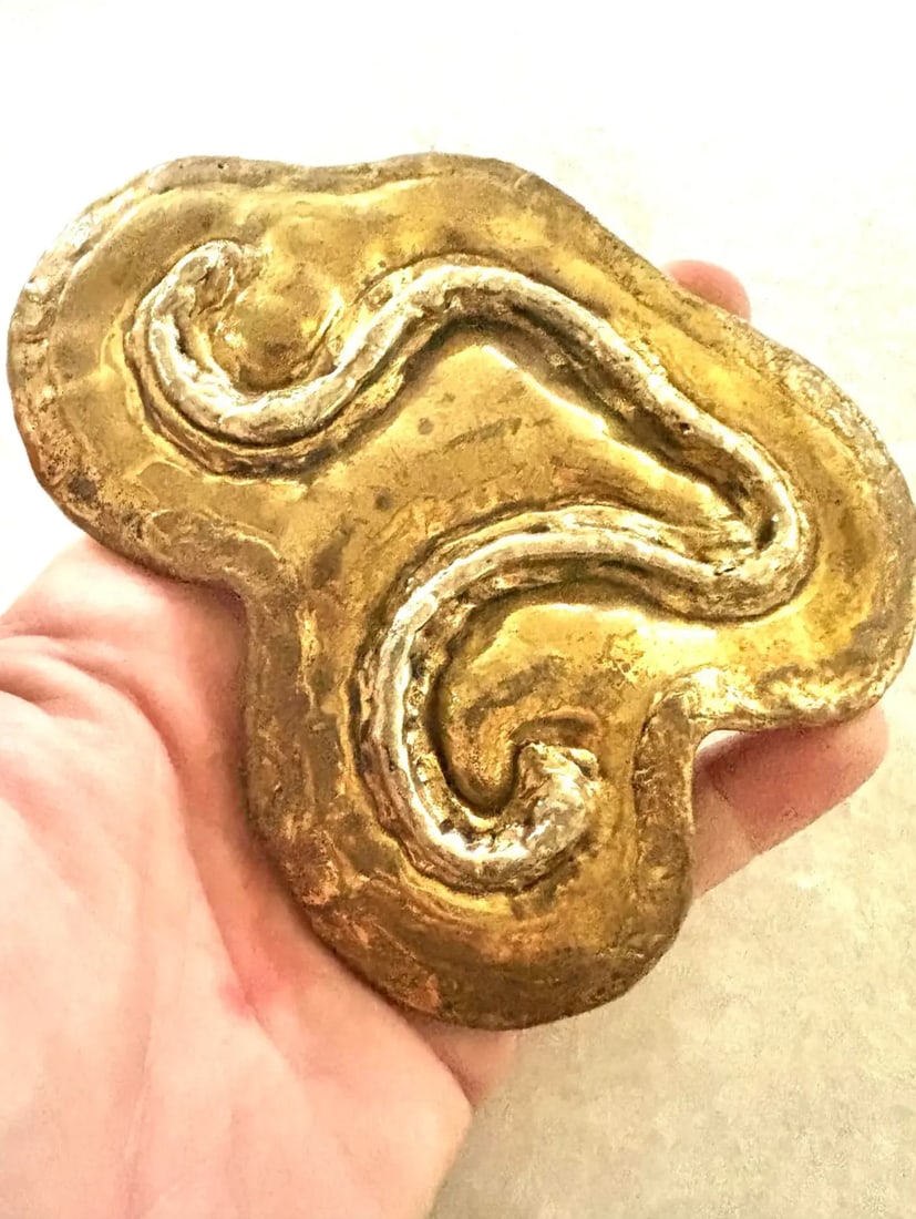 Mid 20th Century Brutalist Brass Belt Buckle - 3