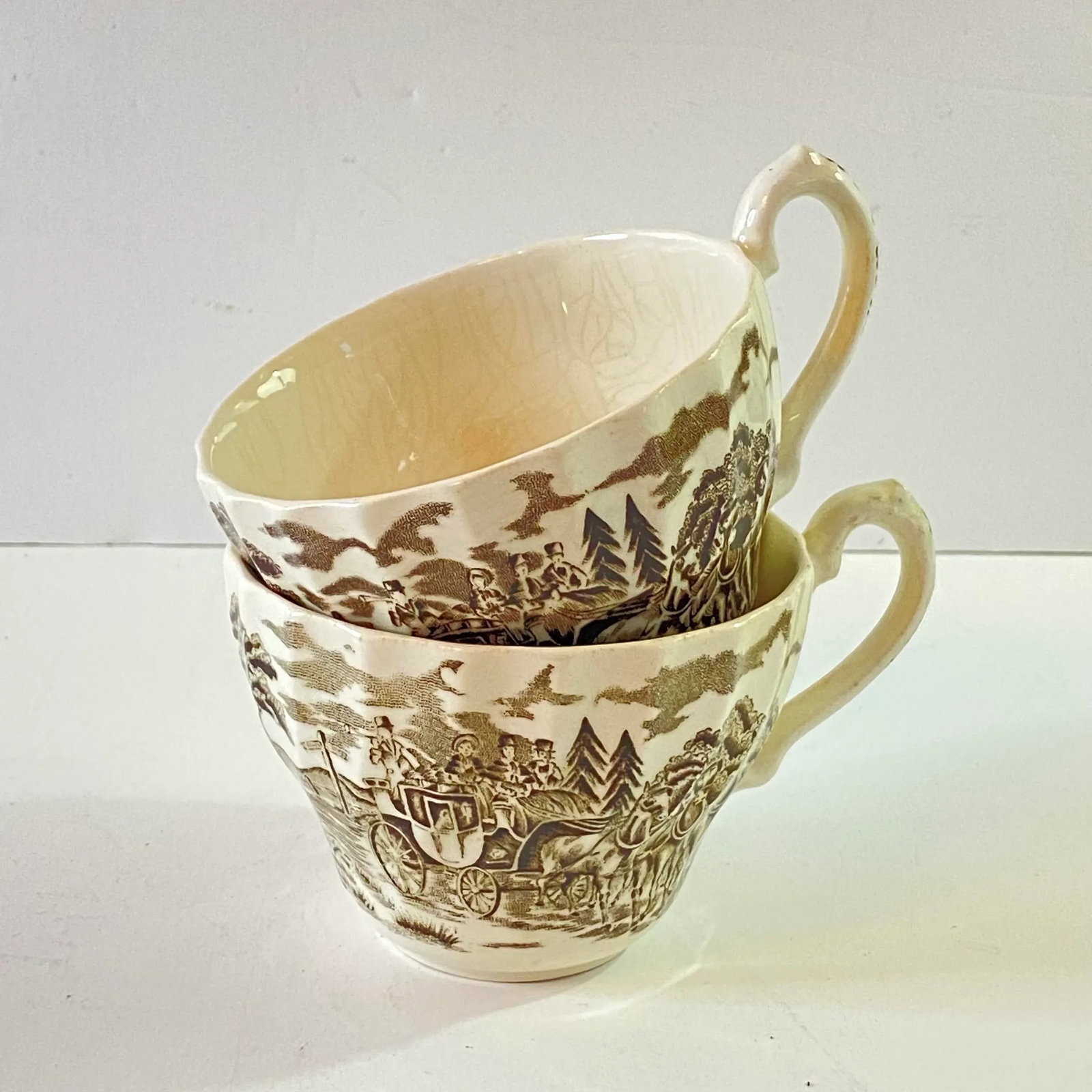 Vintage 1980s Myott Staffordshire Royal Mail Ironstone Tea Cups - A Pair - 8