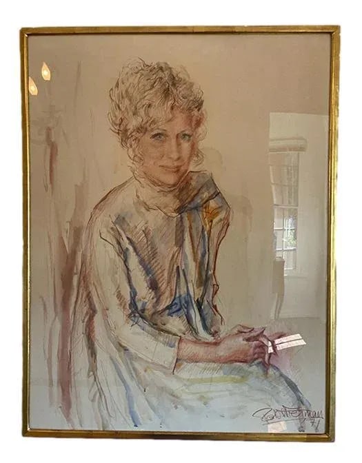 Robert Freiman - 1970s "Ilene" Portrait Watercolor Painting - Framed - 3