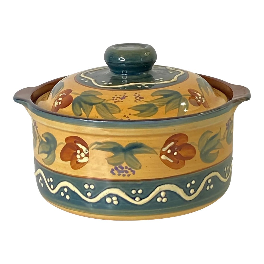 Early 2000s Nanette Vacher Avignon French Country Provence Hand-Painted Covered Casserole Dish (1 of 10)