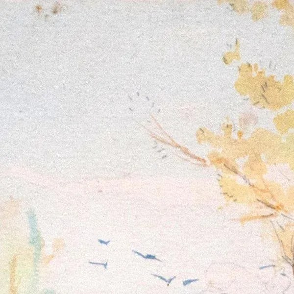 Early 20th Century "C'est Le Printemps" Naturalistic Aquarelle Watercolor Painting on Paper by Gasto - 4