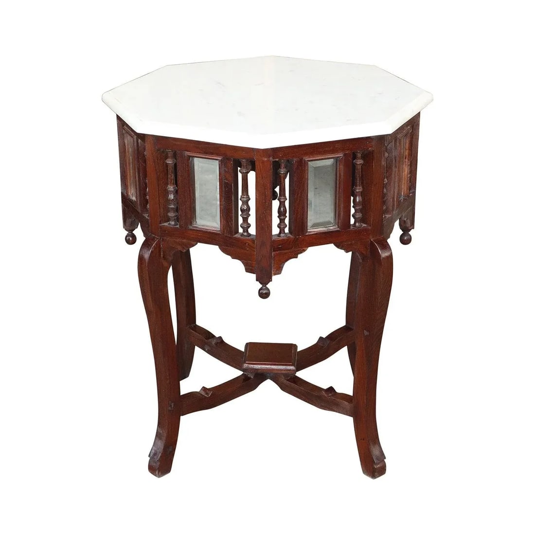 Decorative Foyer Table With Marble Top | Solid Teak Wood End Table | Handmade Living Room Side Table - 3