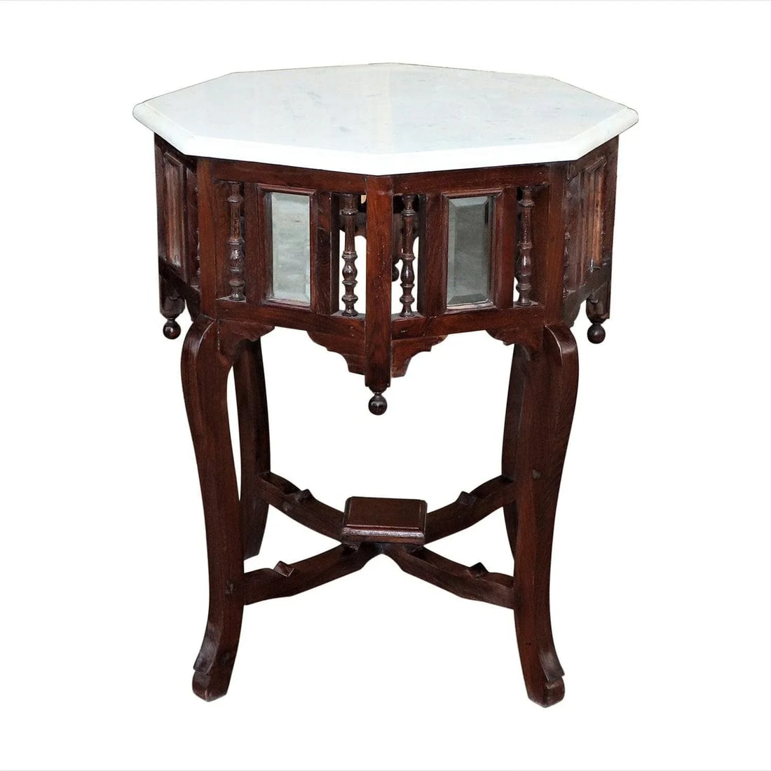 Decorative Foyer Table With Marble Top | Solid Teak Wood End Table | Handmade Living Room Side Table - 4