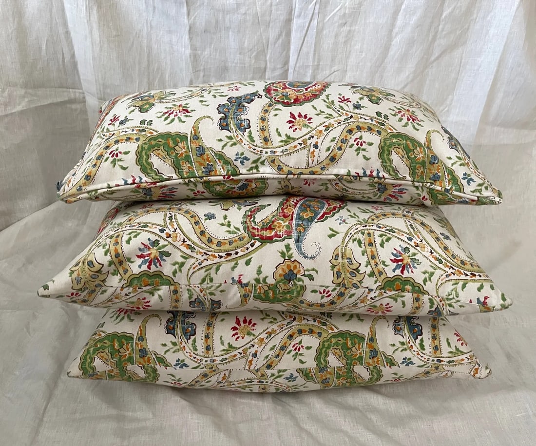 Set of 3 Paisley/Floral Print Decor Pillows - 2