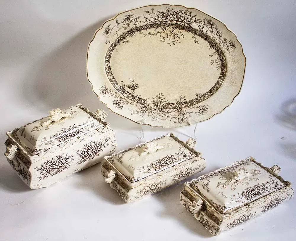 Vintage Staffordshire Farmhouse Serving Pieces - Set of 4 - 2
