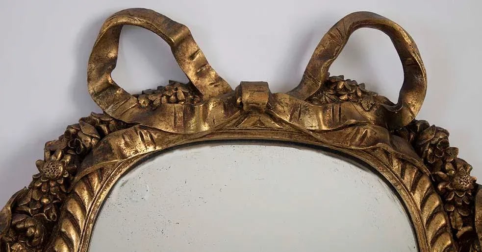 Antique Gold Gilt Mirror - Bow Tie Motif - 2