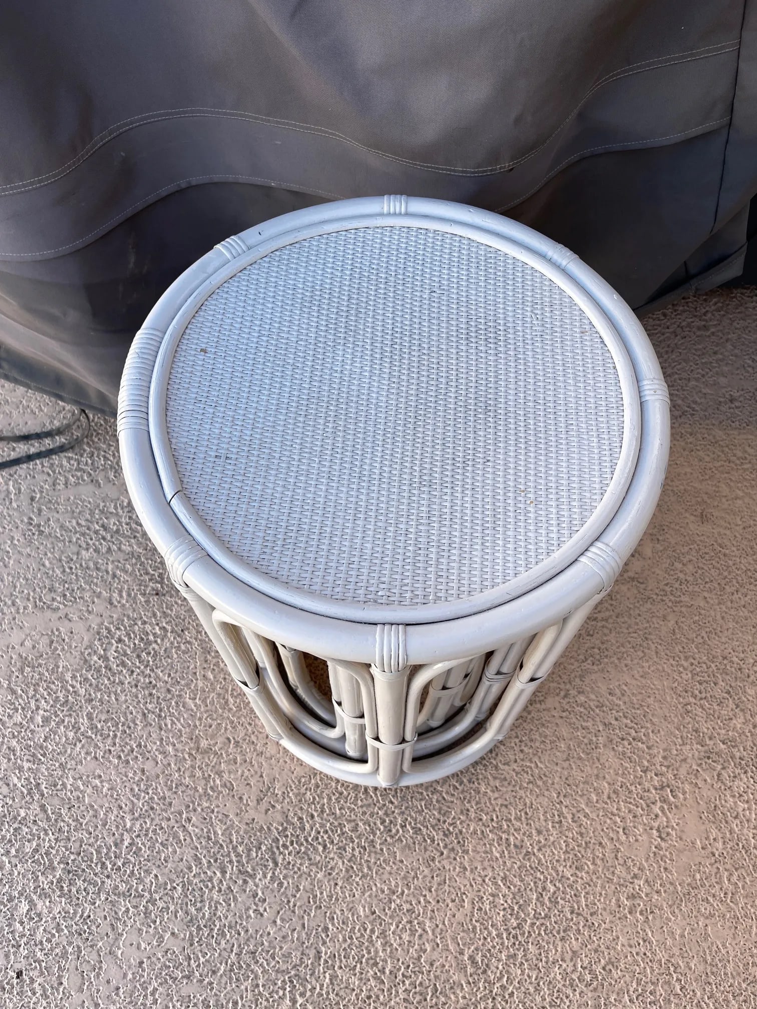 Set of 3 Whitewashed Bamboo Nesting Tables - 4