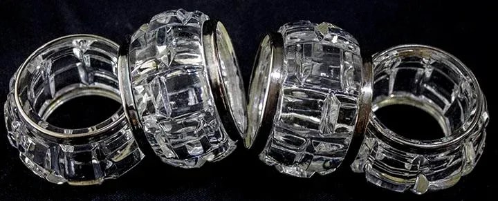 Elegant Crystal & Silverplate Napkin Rings - 2