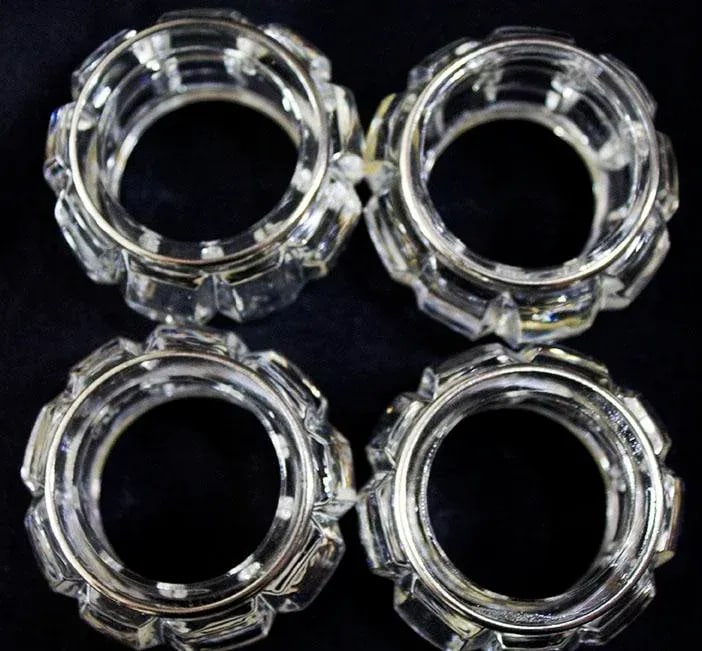 Elegant Crystal & Silverplate Napkin Rings - 3