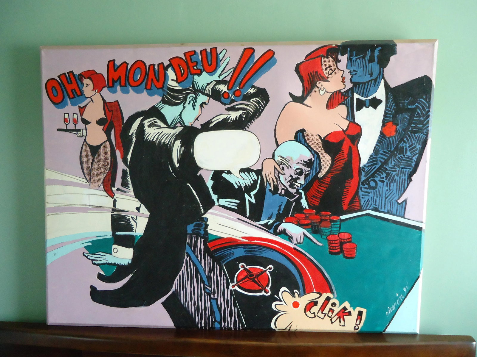 Acrylic on Canvas " Oh Mon Deu " Great Pop Art by Mario Ciceron - 11