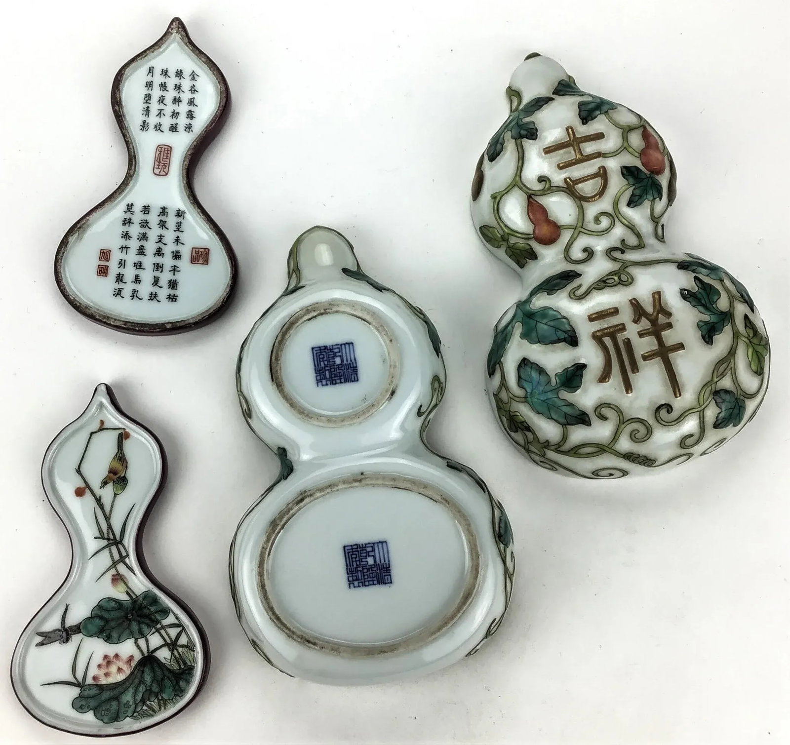 Chinese Antique Hand Painted Nesting Porcelain Poetry Trays in Silk Box - 7