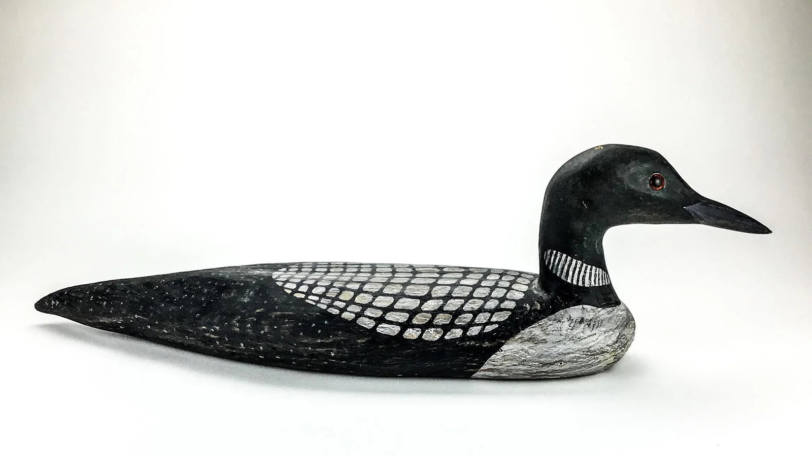 Folk Art Hand Carved Wood Decoy Loon Statue - 4