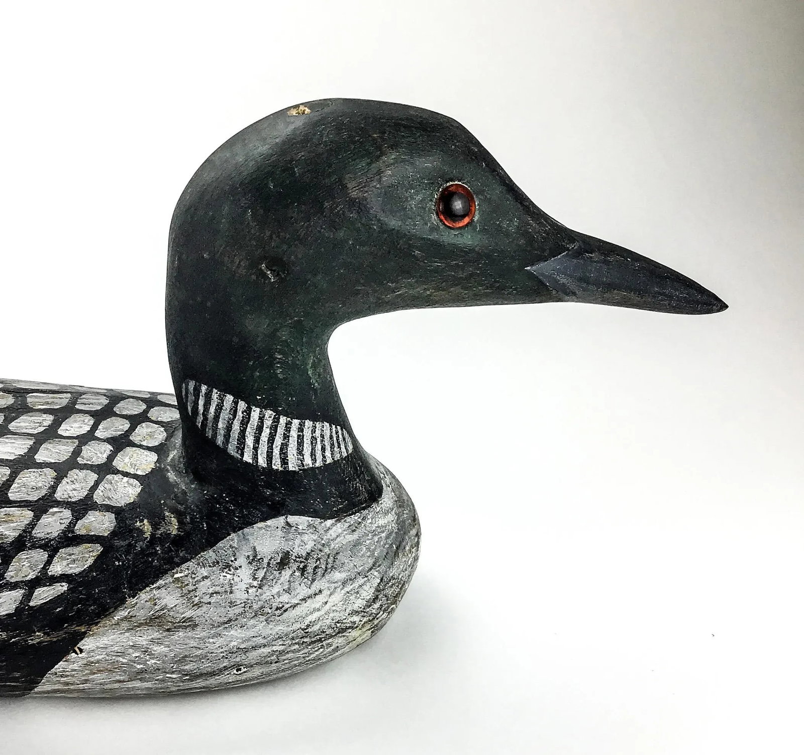 Folk Art Hand Carved Wood Decoy Loon Statue - 6