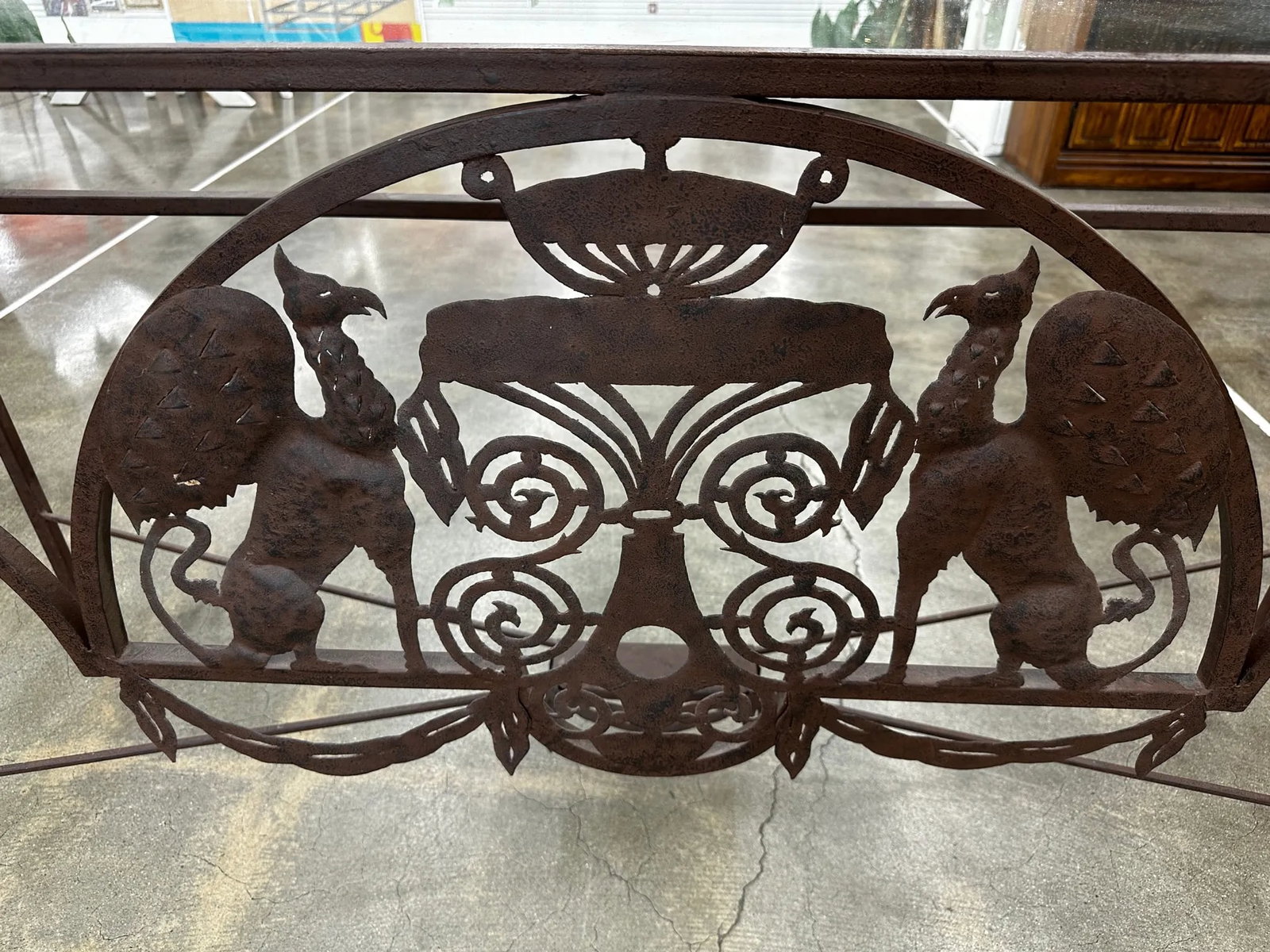 Wrought Iron Glass Top Console Table & Mirror Set-A Pair - 7