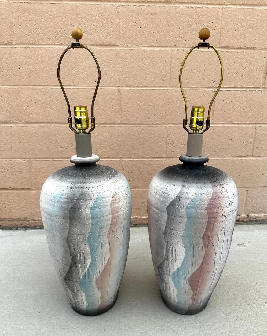 Vintage 80's Casual Lamps Co. Plaster Table Lamps-A Pair - 9