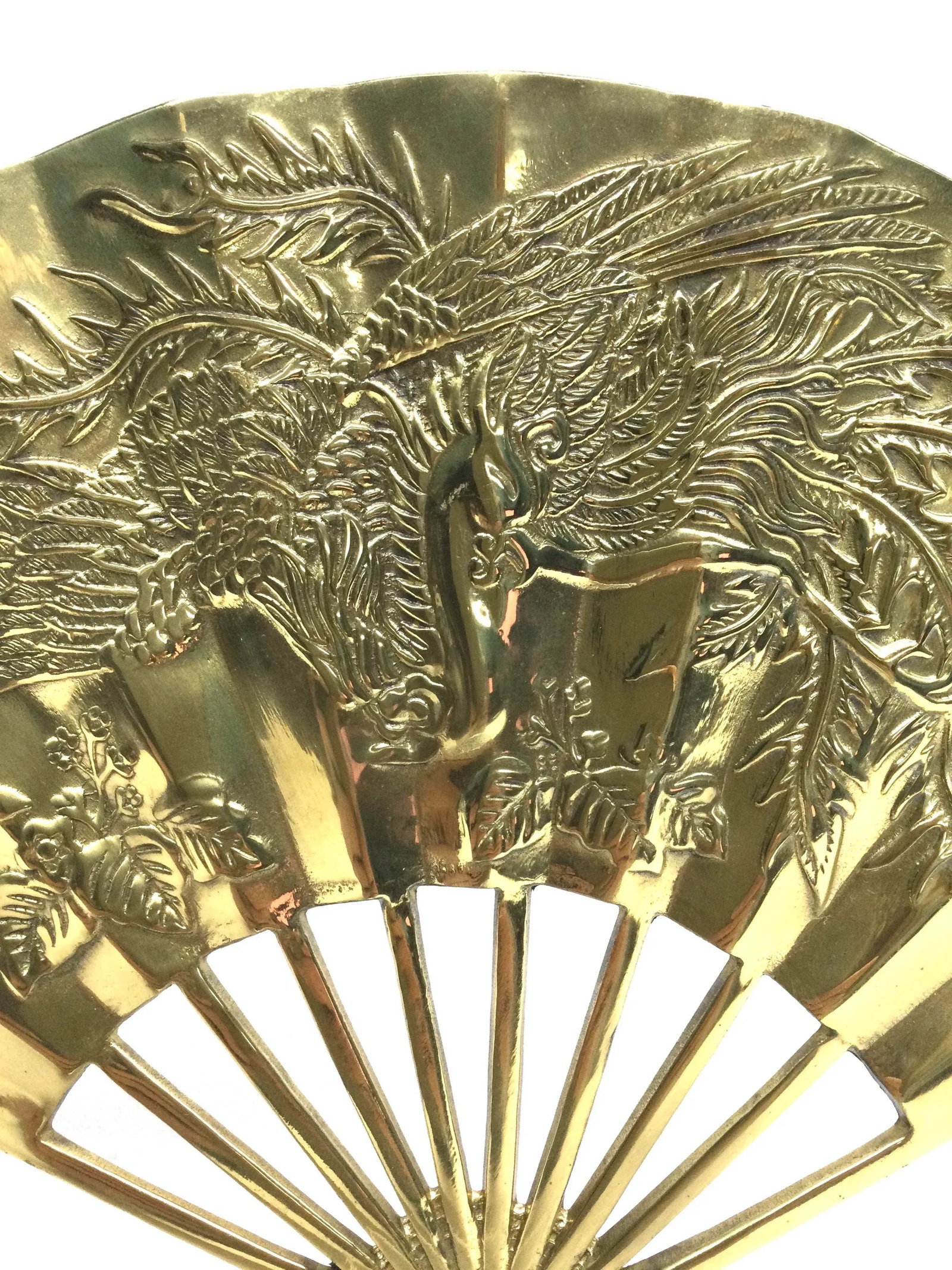 Vintage Carved Solid Brass Fan Wall Art - 11