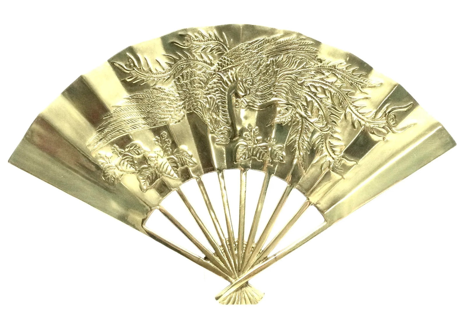 Vintage Carved Solid Brass Fan Wall Art - 12