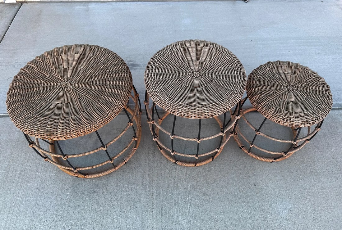 West Elm Style Set of Outdoor Side Tables - 3